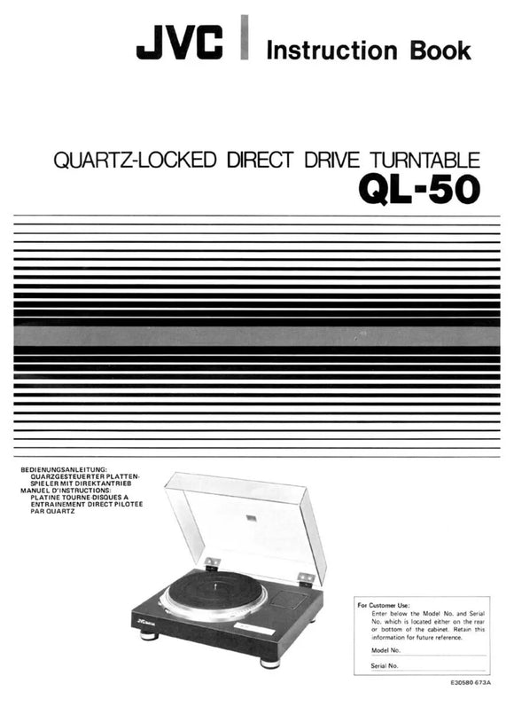 JVC QL-50 Turntable Owners Instruction Manual