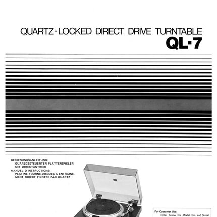 JVC QL-7 Turntable Owners Instruction Manual