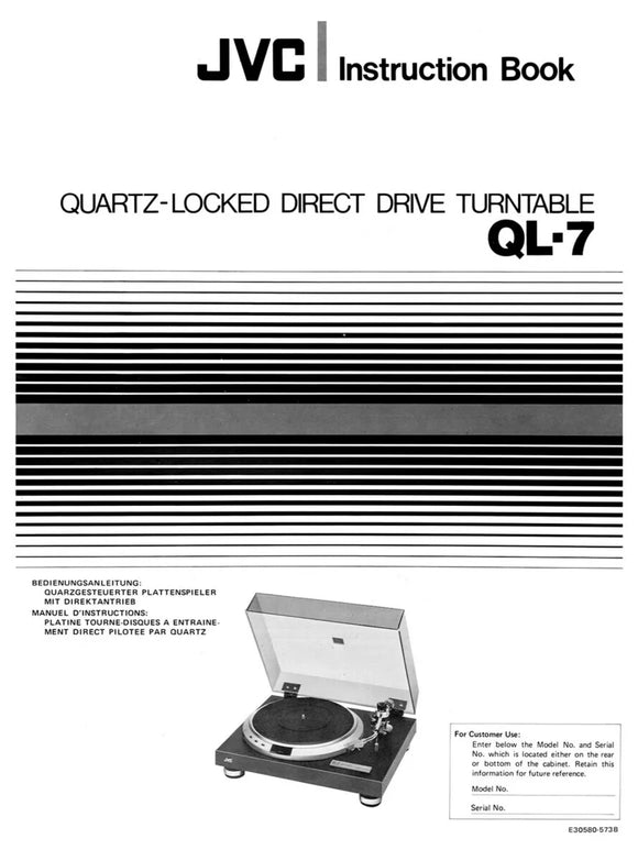 JVC QL-7 Turntable Owners Instruction Manual