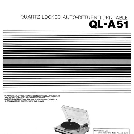 JVC QL-A51 Turntable Owners Instruction Manual