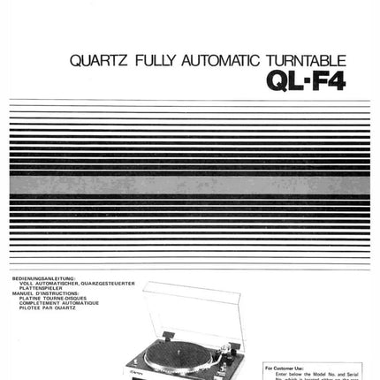 JVC QL-F4 Turntable Owners Instruction Manual