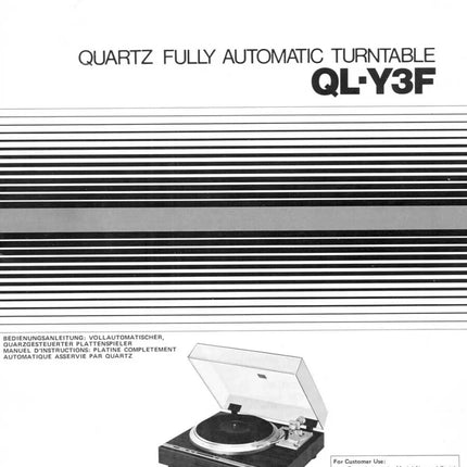 JVC QL-Y3F Turntable Owners Instruction Manual