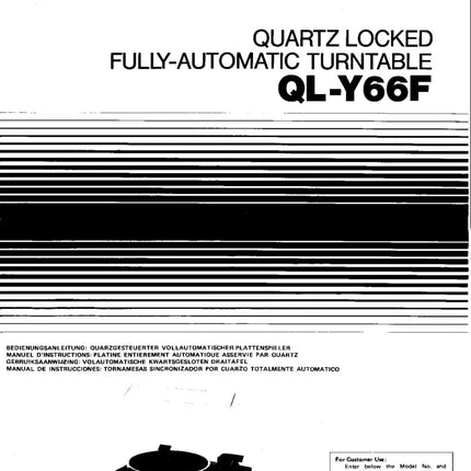 JVC QL-Y66F Turntable Owners Instruction Manual