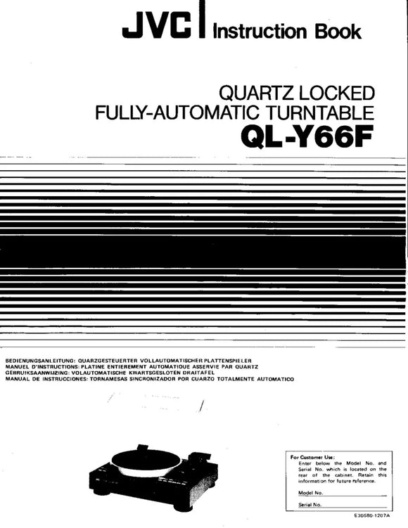 JVC QL-Y66F Turntable Owners Instruction Manual