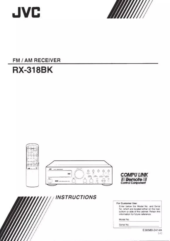 JVC RX-318BK Receiver Owners Instruction Manual