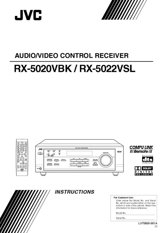 JVC RX-5020VBK RX-5022VSL Receiver Owners Instruction Manual