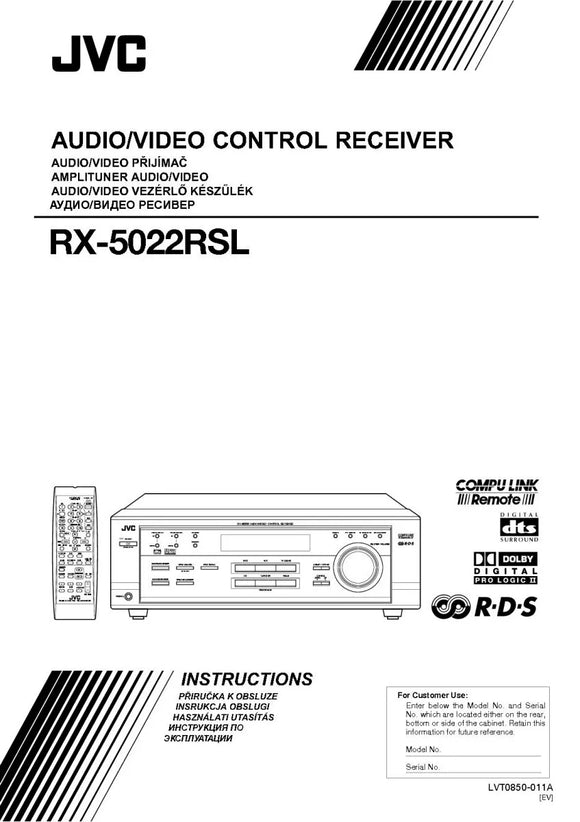 JVC RX-5022RSL Receiver Owners Instruction Manual