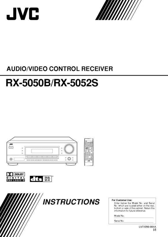 JVC RX-5050B RX-5052S Receiver Owners Instruction Manual