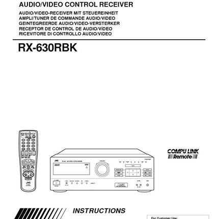 JVC RX-630RBK Receiver Owners Instruction Manual