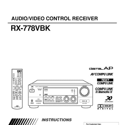 JVC RX-778VBK Receiver Owners Instruction Manual