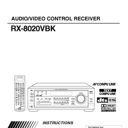 JVC RX-8020VBK Receiver Owners Instruction Manual