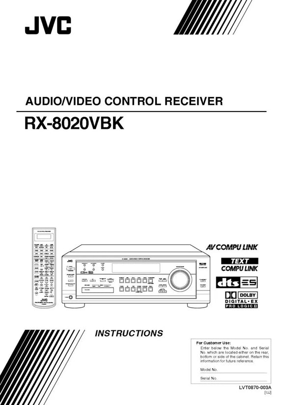 JVC RX-8020VBK Receiver Owners Instruction Manual