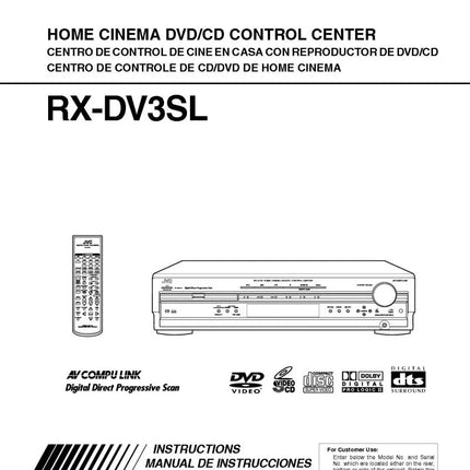 JVC RX-DV3SL Receiver Owners Instruction Manual