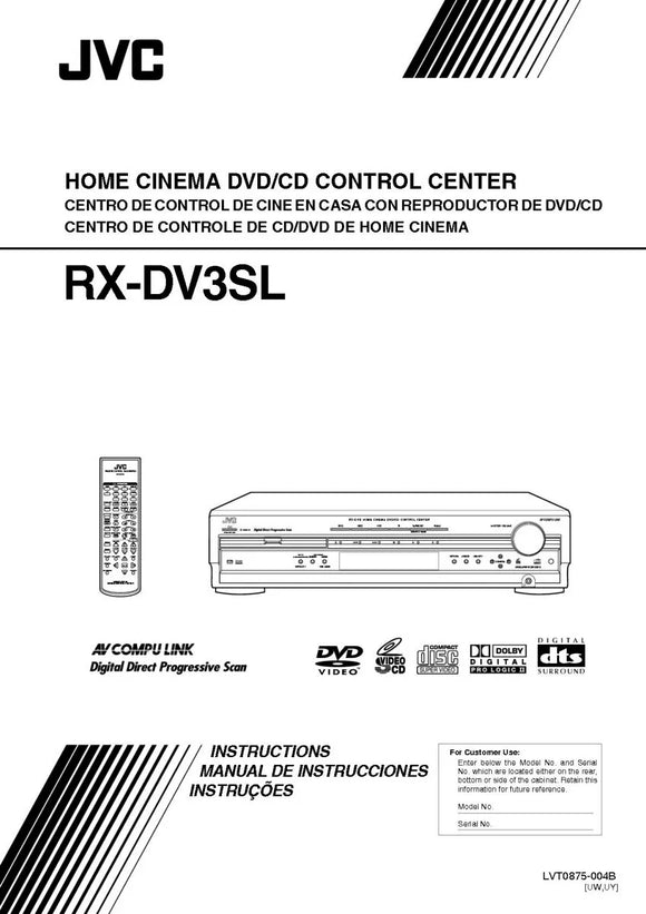 JVC RX-DV3SL Receiver Owners Instruction Manual