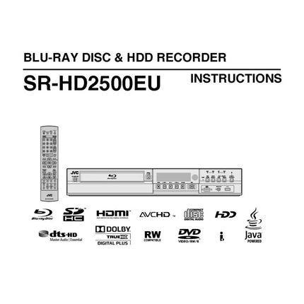 JVC SR-HD2500EU Blu-ray Player Owners Instruction Manual