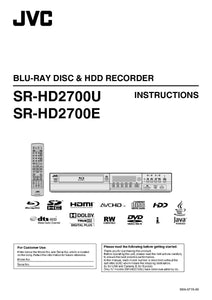 JVC SR-HD2700 Blu-ray Player Owners Instruction Manual