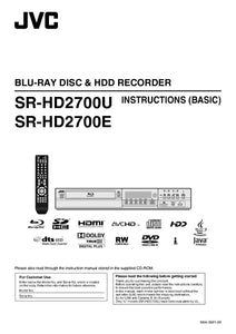 JVC SR-HD2700E SR-HD2700U Blu-ray Player Owners Instruction Manual