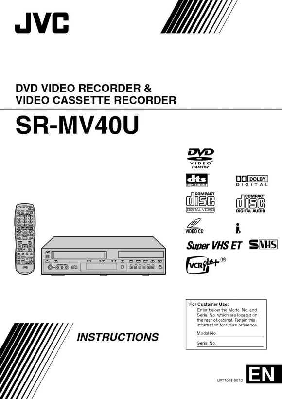 JVC SR-MV40U VCR VCR DVD Owners Instruction Manual