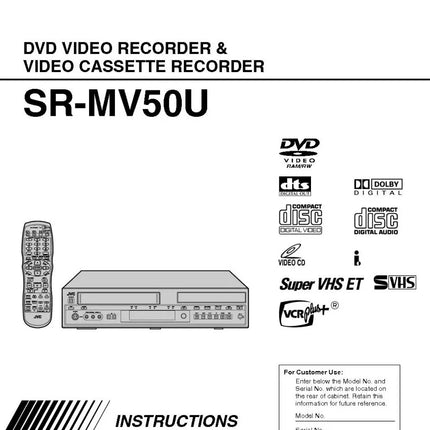 JVC SR-MV50U VCR DVD Owners Instruction Manual