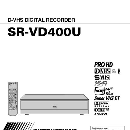 JVC SR-VD400US DVD and VCR Owners Instruction Manual