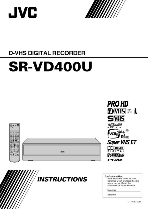 JVC SR-VD400US DVD and VCR Owners Instruction Manual