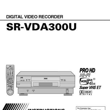 JVC SR-VDA300U VCR DVD Owners Instruction Manual