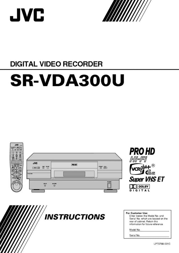 JVC SR-VDA300U VCR DVD Owners Instruction Manual