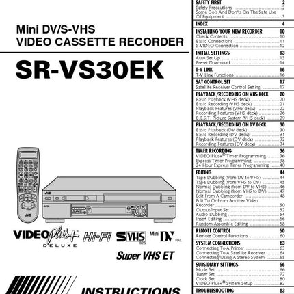 JVC SR-VS30EK VCR DVD Owners Instruction Manual