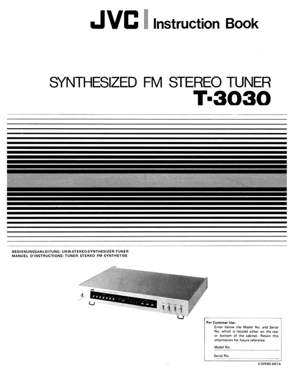 JVC T-3030 Tuner Owners Instruction Manual