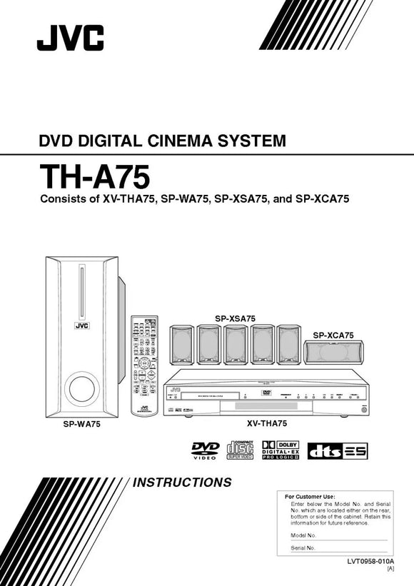 JVC TH-A75 XV-TA75 Home Theater System Owners Instruction Manual