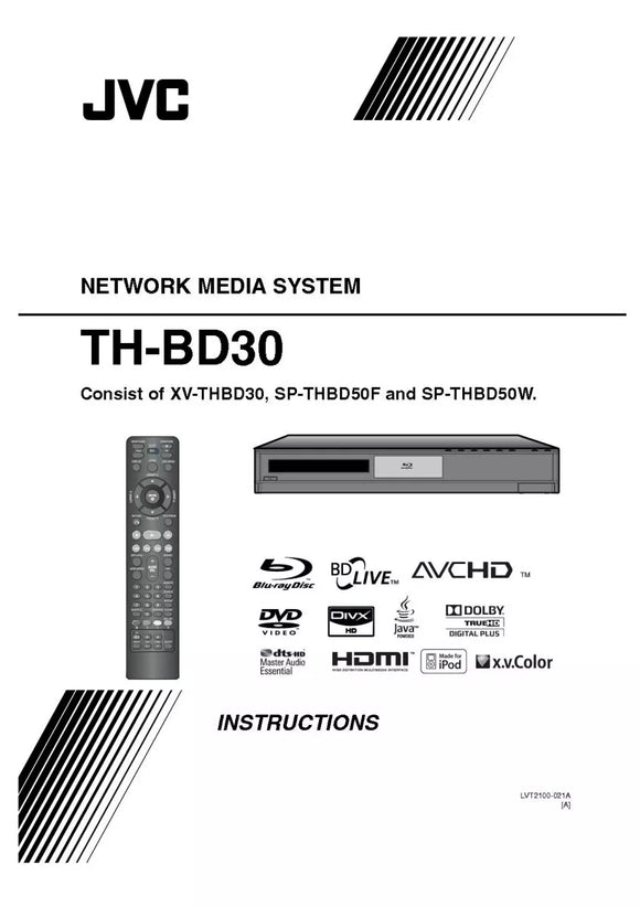 JVC TH-BD30 XV-THBD30 Home Theater System Owners Instruction Manual