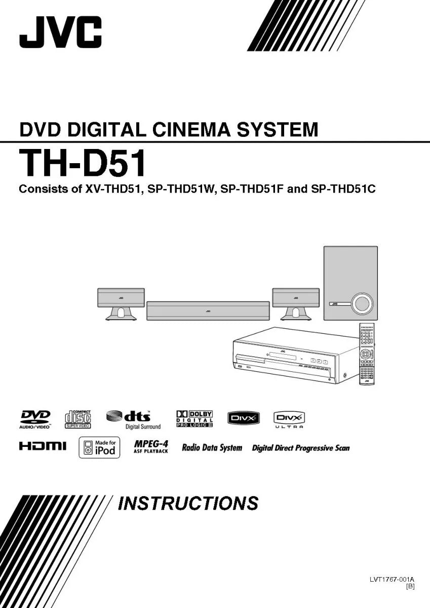 JVC TH-D51 XV-THD51 Home Theater System Owners Instruction Manual ...