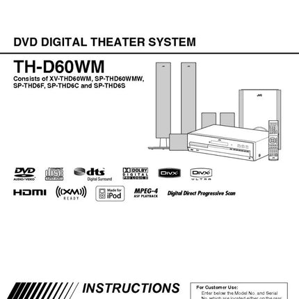 JVC TH-D60WM XV-D60WM Home Theater System Owners Instruction Manual