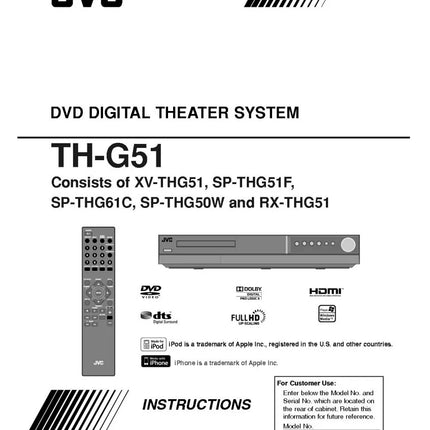 JVC TH-G51 XV-THG51 Home Theater System Owners Instruction Manual