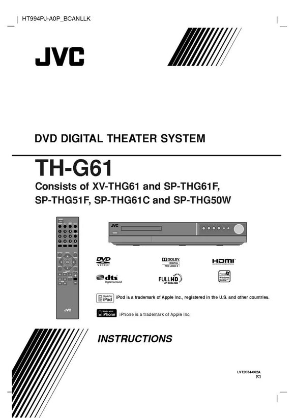 JVC TH-G61 XV-THG61 Home Theater System Owners Instruction Manual