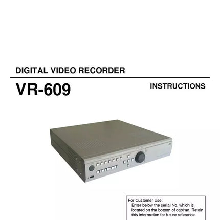 JVC VR-609 Digital Video Recorder Owners Instruction Manual