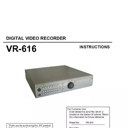 JVC VR-616 Digital Video Recorder Owners Instruction Manual
