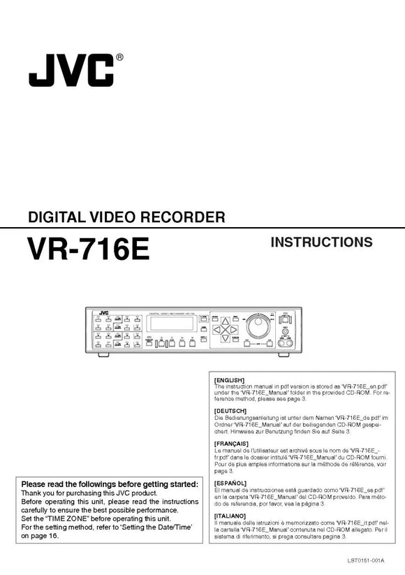 JVC VR-716E Digital Video Recorder Owners Instruction Manual