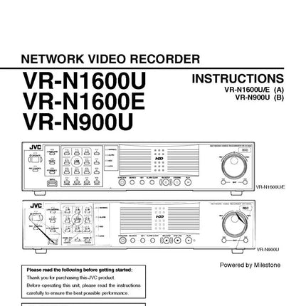 JVC VR N1600E VR N1600U VR N900U Digital Video Recorder Owners Manual