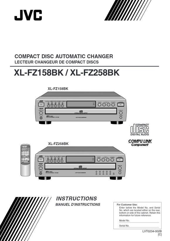 JVC XL-FZ158BK CD PLAYER Owners Instruction Manual