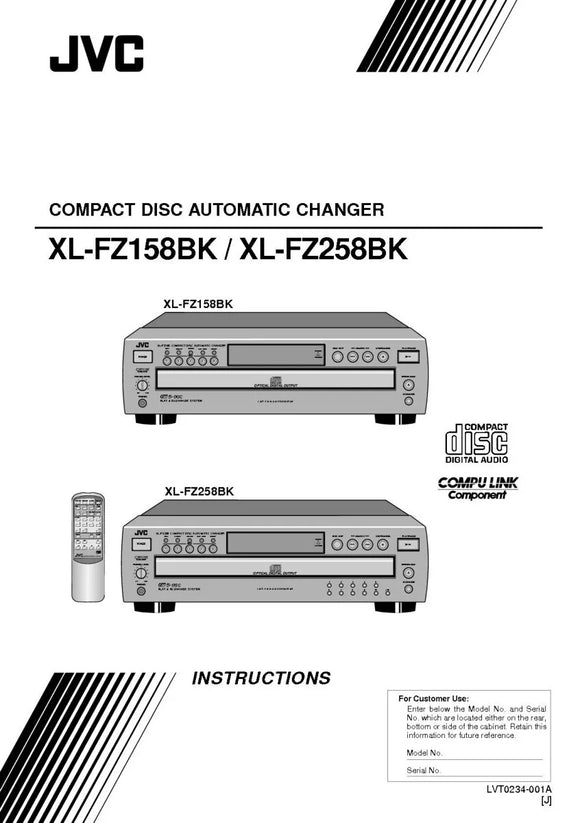 JVC XL-FZ158BK XL-FZ258BK CD Changer Owners Instruction Manual