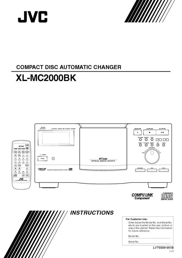 JVC XL-MC2000BK CD Changer Owners Instruction Manual