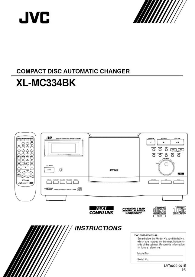 JVC XL-MC334BK CD Changer Owners Instruction Manual