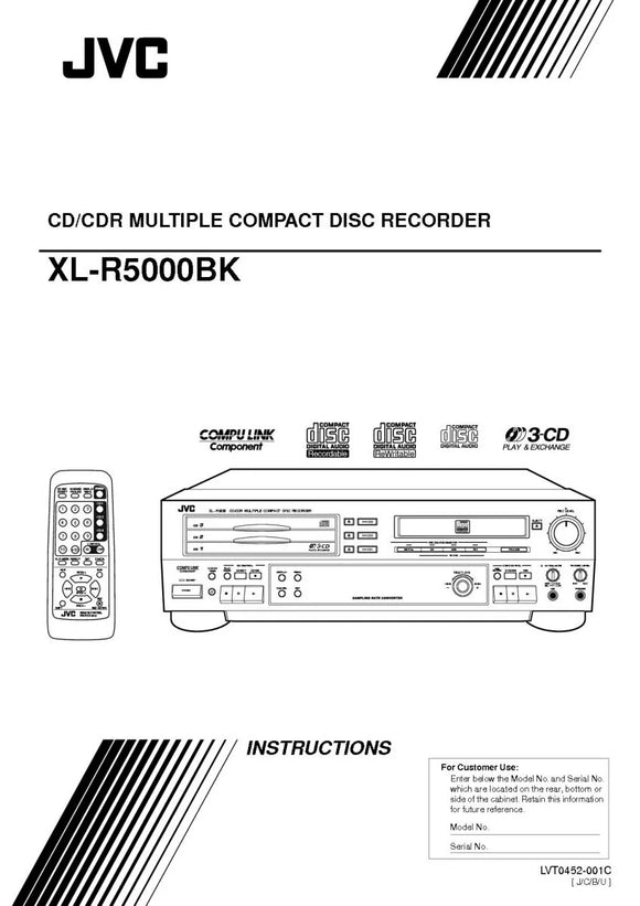 JVC XL-R5000BK CD Recorder Owners Instruction Manual