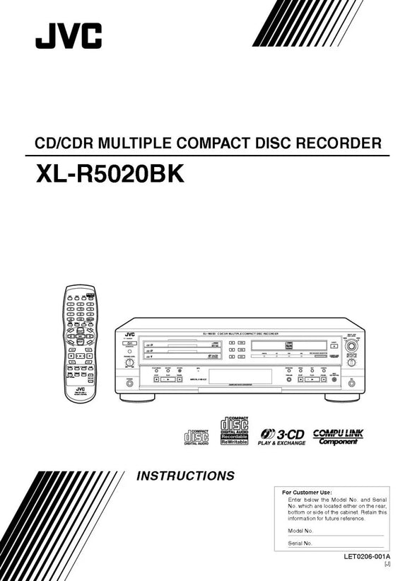 JVC XL-R5020BK CD Recorder Owners Instruction Manual