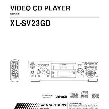 JVC XL-SV23GD Video CD Player Owners Instruction Manual