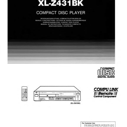 JVC XL-Z431BK CD Player Owners Instruction Manual