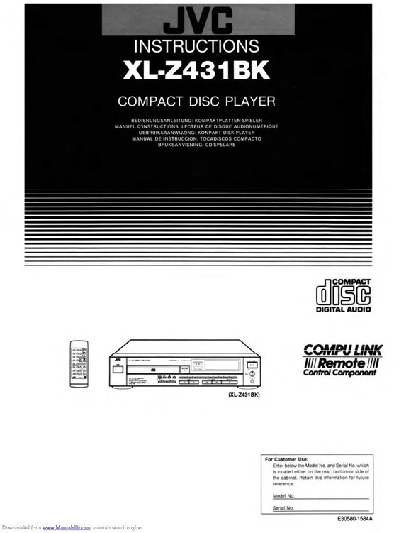 JVC XL-Z431BK CD Player Owners Instruction Manual