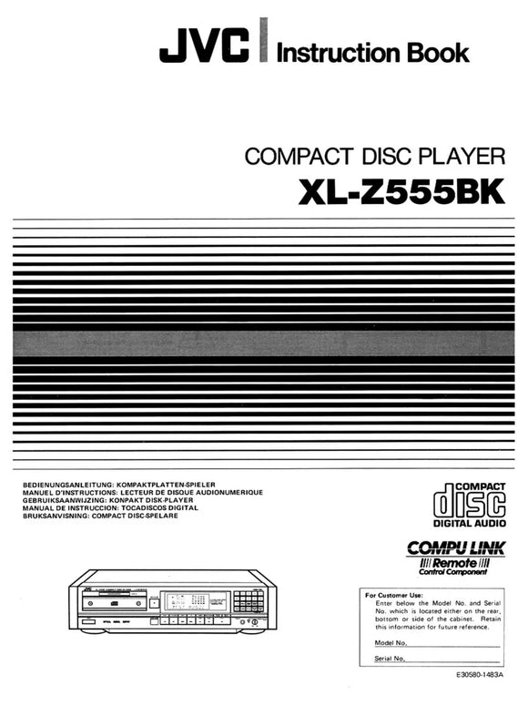 JVC XL-Z 555BK CD Player Owners Instruction Manual