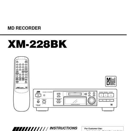 JVC XM-228BK Minidisc Recorder Owners Instruction Manual